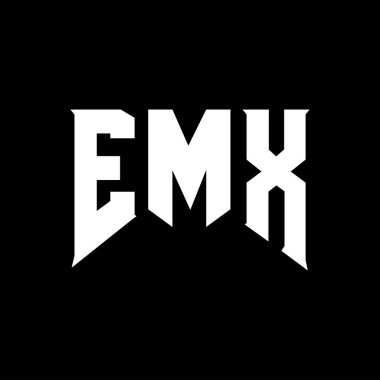 Teknoloji şirketi için EMX mektup logosu tasarımı. EMX logo tasarımı siyah ve beyaz renk kombinasyonu. EMX logosu, EMX vektörü, EMX tasarımı, EMX simgesi, EMX alfabesi. EMX tipografi logosu tasarımı.