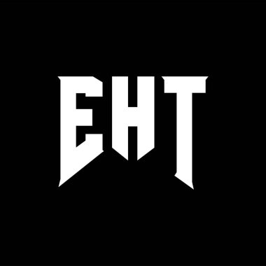 Teknoloji şirketi için EHT harf logosu tasarımı. EHT logo tasarımı siyah ve beyaz renk kombinasyonu. EHT logosu, EHT vektörü, EHT tasarımı, EHT simgesi, EHT alfabesi. EHT tipografi logosu tasarımı.