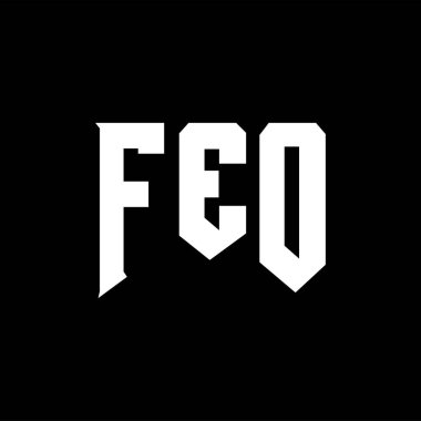 Teknoloji şirketi için FEO mektup logosu tasarımı. FEO logosu siyah ve beyaz renk kombinasyonu tasarladı. FEO logosu, FEO vektörü, FEO tasarımı, FEO simgesi, FEO alfabesi. FEO tipografi logosu tasarımı.