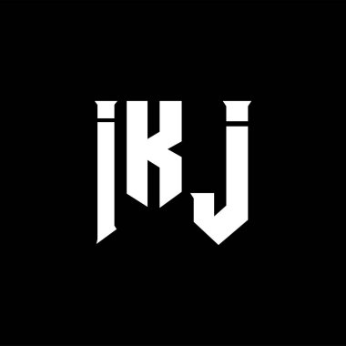 IKJ teknoloji şirketi için logo tasarımı. IKJ logo tasarımı siyah ve beyaz renk kombinasyonu. IKJ logosu, IKJ vektörü, IKJ tasarımı, IKJ simgesi, IKJ alfabesi. IKJ tipografi logosu tasarımı.