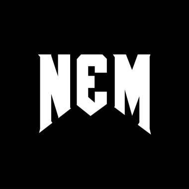 Teknoloji şirketi için NEM mektup logosu tasarımı. NEM logosu siyah ve beyaz renk kombinasyonu tasarladı. NEM logosu, NEM vektörü, NEM tasarımı, NEM simgesi, NEM alfabesi. NEM tipografi logosu tasarımı.
