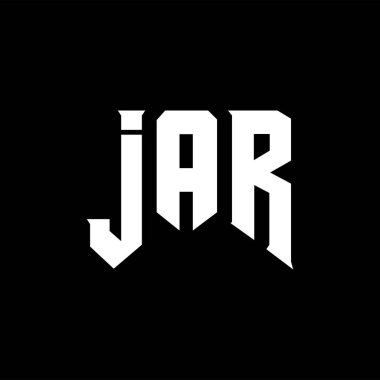 Teknoloji şirketi için JAR harf logosu tasarımı. JAR logo tasarımı siyah ve beyaz renk kombinasyonu. JAR logosu, JAR vektörü, JAR tasarımı, JAR simgesi, JAR alfabesi. JAR tipografi logosu tasarımı.