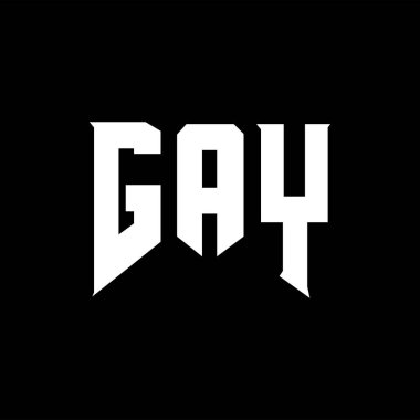 Teknoloji şirketi için GAY harf logosu tasarımı. GAY logo tasarımı siyah beyaz kombinasyon. Gey logosu, gay vektörü, gay tasarımı, gay simgesi, gay alfabesi. GAY tipografi logosu tasarımı.