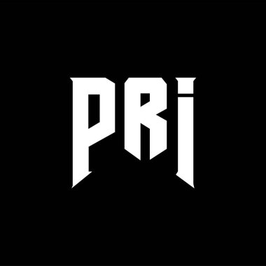 Teknoloji şirketi için PRI harf logosu tasarımı. PRI logo tasarımı siyah ve beyaz renk kombinasyonu. PRI logosu, PRI vektörü, PRI tasarımı, PRI simgesi, PRI alfabesi. PRI tipografi logosu tasarımı.