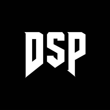 Teknoloji şirketi için DSP mektup logosu tasarımı. DSP logo tasarımı siyah ve beyaz renk kombinasyonu. DSP logosu, DSP vektörü, DSP tasarımı, DSP simgesi, DSP alfabesi. DSP tipografi logosu tasarımı.