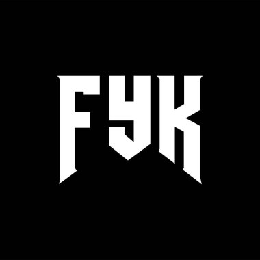 Teknoloji şirketi için FYK mektup logosu tasarımı. FYK logo tasarımı siyah ve beyaz renk kombinasyonu. FYK logosu, FYK vektörü, FYK tasarımı, FYK simgesi, FYK alfabesi. FYK tipografi logosu tasarımı.