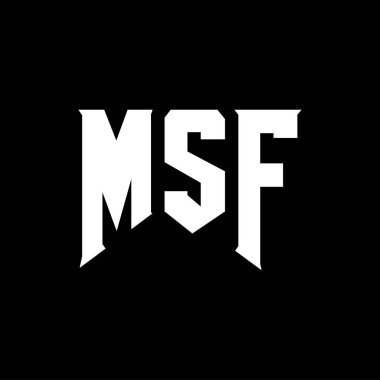 Teknoloji şirketi için MSF mektup logosu tasarımı. MSF logo tasarımı siyah ve beyaz renk kombinasyonu. MSF logosu, MSF vektörü, MSF tasarımı, MSF simgesi, MSF alfabesi. MSF tipografi logosu tasarımı.
