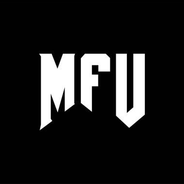 Teknoloji şirketi için MFU mektup logosu tasarımı. MFU logo tasarımı siyah-beyaz renk kombinasyonu. MFU logosu, MFU vektörü, MFU tasarımı, MFU simgesi, MFU alfabesi. MFU tipografi logosu tasarımı.