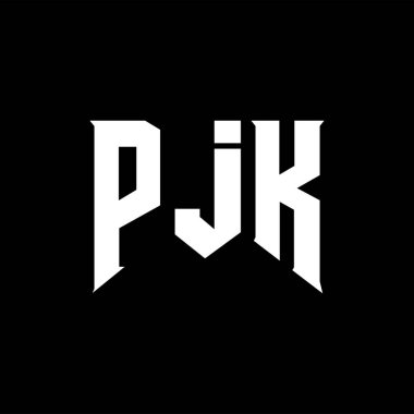 Teknoloji şirketi için PJK mektup logosu tasarımı. PJK logo tasarımı siyah ve beyaz renk kombinasyonu. PJK logosu, PJK vektörü, PJK tasarımı, PJK simgesi, PJK alfabesi. PJK tipografi logosu tasarımı.