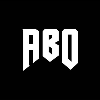 Teknoloji şirketi için ABO mektup logosu tasarımı. ABO logo tasarımı siyah ve beyaz renk kombinasyonu. ABO logosu, ABO vektörü, ABO tasarımı, ABO simgesi, ABO alfabesi. ABO tipografi logosu tasarımı.