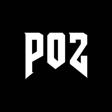 POZ 'un teknoloji şirketi için logo tasarımı. POZ logosu siyah-beyaz renk kombinasyonu tasarladı. POZ logosu, POZ vektörü, POZ tasarımı, POZ simgesi, POZ alfabesi. POZ tipografi logosu tasarımı.