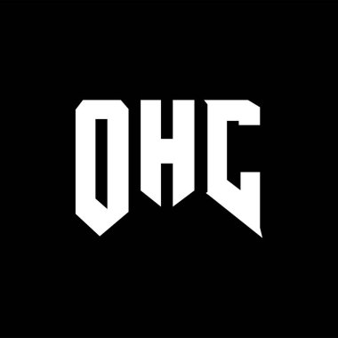 Teknoloji şirketi için OHC harf logosu tasarımı. OHC logo tasarımı siyah ve beyaz renk kombinasyonu. OHC logosu, OHC vektörü, OHC tasarımı, OHC simgesi, OHC alfabesi. OHC tipografi logosu tasarımı.