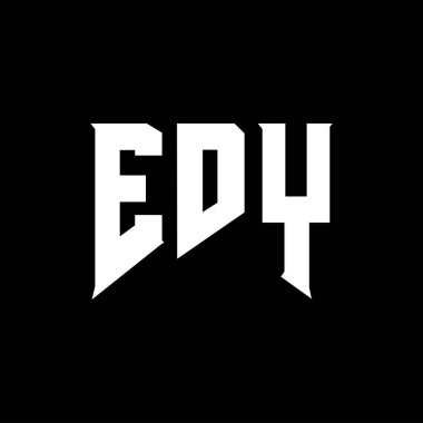 Teknoloji şirketi için EDY mektup logosu tasarımı. EDY logo tasarımı siyah beyaz renk kombinasyonu. EDY logosu, EDY vektörü, EDY tasarımı, EDY simgesi, EDY alfabesi. EDY tipografi logosu tasarımı.