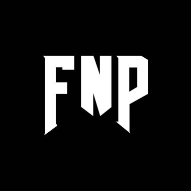 Teknoloji şirketi için FNP harf logosu tasarımı. FNP logo tasarımı siyah ve beyaz renk kombinasyonu. FNP logosu, FNP vektörü, FNP tasarımı, FNP simgesi, FNP alfabesi. FNP tipografi logosu tasarımı.