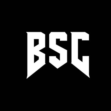 Teknoloji şirketi için BSC harf logosu tasarımı. BSC logo tasarımı siyah-beyaz renk kombinasyonu. BSC logosu, BSC vektörü, BSC tasarımı, BSC simgesi, BSC alfabesi. BSC tipografi logosu tasarımı.