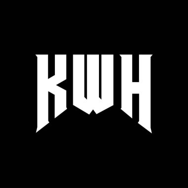 Teknoloji şirketi için KWH mektup logosu tasarımı. KWH logo tasarımı siyah ve beyaz renk kombinasyonu. KWH logosu, KWH vektörü, KWH tasarımı, KWH simgesi, KWH alfabesi. KWH tipografi logosu tasarımı.