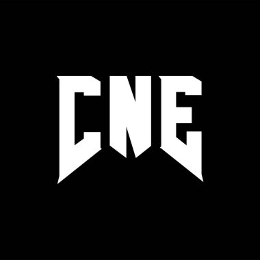 Teknoloji şirketi için CNE mektup logosu tasarımı. CNE logo tasarımı siyah ve beyaz renk kombinasyonu. CNE logosu, CNE vektörü, CNE tasarımı, CNE simgesi, CNE alfabesi. CNE tipografi logosu tasarımı.