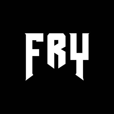 Teknoloji şirketi için FRY mektup logosu tasarımı. FRY logo tasarımı siyah ve beyaz renk kombinasyonu. FRY logosu, FRY vektörü, FRY tasarımı, FRY simgesi, FRY alfabesi. FRY tipografi logosu tasarımı.