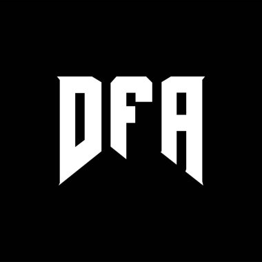 Teknoloji şirketi için DFA mektup logosu tasarımı. DFA logo tasarımı siyah-beyaz renk kombinasyonu. DFA logosu, DFA vektörü, DFA tasarımı, DFA simgesi, DFA alfabesi. DFA tipografi logosu tasarımı.