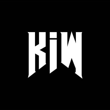 Teknoloji şirketi için KIW mektup logosu tasarımı. KIW logo tasarımı siyah ve beyaz renk kombinasyonu. KIW logosu, KIW vektörü, KIW tasarımı, KIW simgesi, KIW alfabesi. KIW tipografi logo tasarımı.