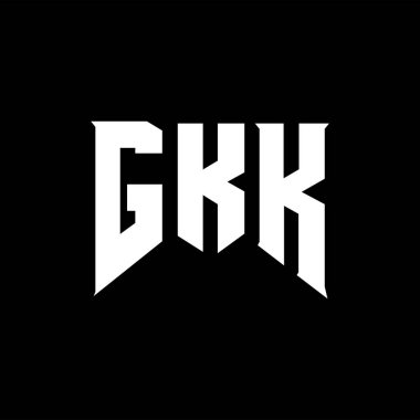 Teknoloji şirketi için GKK harf logosu tasarımı. GKK logo tasarımı siyah-beyaz renk kombinasyonu. GKK logosu, GKK vektörü, GKK tasarımı, GKK simgesi, GKK alfabesi. GKK tipografi logosu tasarımı.