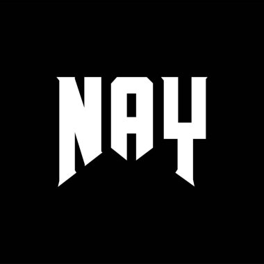 Teknoloji şirketi için NAY mektup logosu tasarımı. NAY logo tasarımı siyah-beyaz renk kombinasyonu. NAY logosu, NAY vektörü, NAY dizaynı, NAY simgesi, NAY alfabesi. NAY tipografi logosu tasarımı.