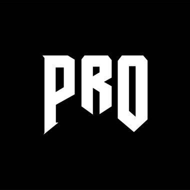 Teknoloji şirketi için PRO mektup logosu tasarımı. PRO logo tasarımı siyah ve beyaz renk kombinasyonu. PRO logosu, PRO vektörü, PRO tasarımı, PRO simgesi, PRO alfabesi. PRO tipografi logosu tasarımı.