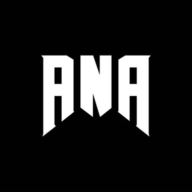 Teknoloji şirketi için ANA mektup logosu tasarımı. ANA logo tasarımı siyah-beyaz renk kombinasyonu. ANA logosu, ANA vektörü, ANA tasarımı, ANA simgesi, ANA alfabesi. ANA tipografi logosu tasarımı.