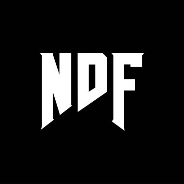 Teknoloji şirketi için NDF mektup logosu tasarımı. NDF logo tasarımı siyah ve beyaz renk kombinasyonu. NDF logosu, NDF vektörü, NDF tasarımı, NDF simgesi, NDF alfabesi. NDF tipografi logosu tasarımı.