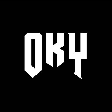 Teknoloji şirketi için OKY harf logosu tasarımı. OKY logo tasarımı siyah ve beyaz renk kombinasyonu. OKY logosu, OKY vektörü, OKY tasarımı, OKY simgesi, OKY alfabesi. OKY tipografi logosu tasarımı.