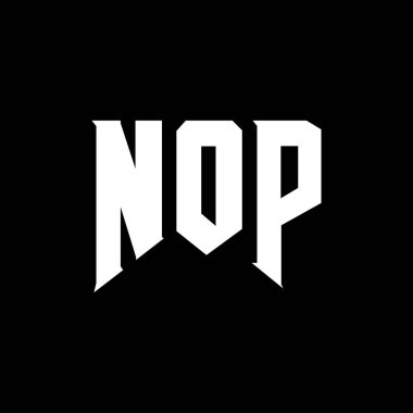 Teknoloji şirketi için NOP harf logosu tasarımı. NOP logosu siyah ve beyaz renk kombinasyonu tasarladı. NOP logosu, NOP vektörü, NOP tasarımı, NOP simgesi, NOP alfabesi. NOP tipografi logosu tasarımı.