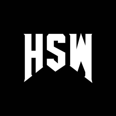 Teknoloji şirketi için HSW harf logosu tasarımı. HSW logo tasarımı siyah ve beyaz renk kombinasyonu. HSW logosu, HSW vektörü, HSW tasarımı, HSW simgesi, HSW alfabesi. HSW tipografi logosu tasarımı.