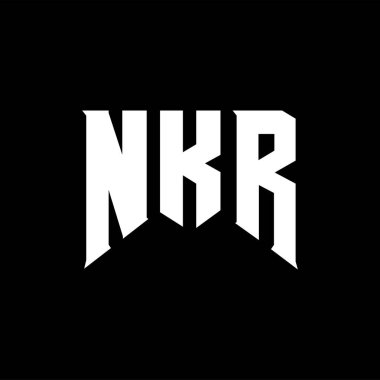 Teknoloji şirketi için NKR harf logosu tasarımı. NKR logo tasarımı siyah ve beyaz renk kombinasyonu. NKR logosu, NKR vektörü, NKR tasarımı, NKR simgesi, NKR alfabesi. NKR tipografi logosu tasarımı.