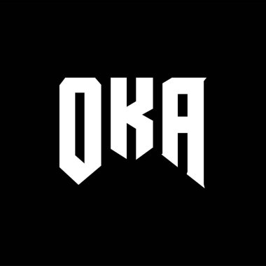 Teknoloji şirketi için OKA mektup logosu tasarımı. OKA logo tasarımı siyah-beyaz renk kombinasyonu. OKA logosu, OKA vektörü, OKA tasarımı, OKA simgesi, OKA alfabesi. OKA tipografi logosu tasarımı.