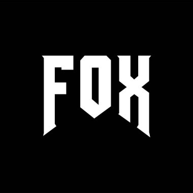 Teknoloji şirketi için FOX harf logosu tasarımı. FOX logo tasarımı siyah ve beyaz renk kombinasyonu. FOX logosu, FOX vektörü, FOX tasarımı, FOX simgesi, FOX alfabesi. FOX tipografi logo tasarımı.