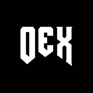 Teknoloji şirketi için OEX harf logosu tasarımı. OEX logo tasarımı siyah ve beyaz renk kombinasyonu. OEX logosu, OEX vektörü, OEX tasarımı, OEX simgesi, OEX alfabesi. OEX tipografi logosu tasarımı.