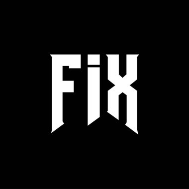 Teknoloji şirketi için FIX mektup logosu tasarımı. FIX logo tasarımı siyah ve beyaz renk kombinasyonu. Fix logosu, FIX vektörü, FIX tasarımı, FIX simgesi, FIX alfabesi. FIX tipografi logosu tasarımı.