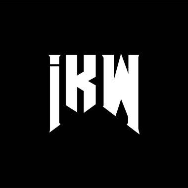 Teknoloji şirketi için IKW mektup logosu tasarımı. IKW logo tasarımı siyah ve beyaz renk kombinasyonu. IKW logosu, IKW vektörü, IKW tasarımı, IKW simgesi, IKW alfabesi. IKW tipografi logosu tasarımı.