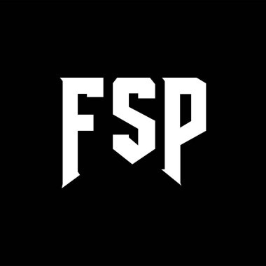 Teknoloji şirketi için FSP harf logosu tasarımı. FSP logo tasarımı siyah ve beyaz renk kombinasyonu. FSP logosu, FSP vektörü, FSP tasarımı, FSP simgesi, FSP alfabesi. FSP tipografi logosu tasarımı.