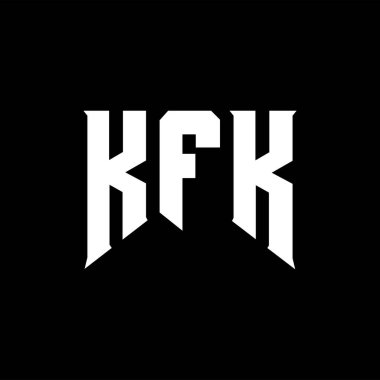 Teknoloji şirketi için KFK mektup logosu tasarımı. KFK logo tasarımı siyah ve beyaz renk kombinasyonu. KFK logosu, KFK vektörü, KFK tasarımı, KFK simgesi, KFK alfabesi. KFK tipografi logosu tasarımı.