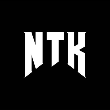 Teknoloji şirketi için NTK mektup logosu tasarımı. NTK logo tasarımı siyah-beyaz renk kombinasyonu. NTK logosu, NTK vektörü, NTK tasarımı, NTK simgesi, NTK alfabesi. NTK tipografi logosu tasarımı.