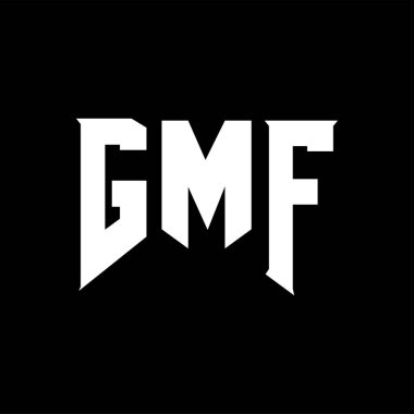 Teknoloji şirketi için GMF mektup logosu tasarımı. GMF logo tasarımı siyah ve beyaz renk kombinasyonu. GMF logosu, GMF vektörü, GMF tasarımı, GMF simgesi, GMF alfabesi. GMF tipografi logo tasarımı.