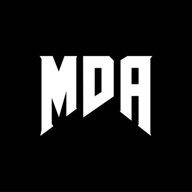 Teknoloji şirketi için MDA mektup logosu tasarımı. MDA logo tasarımı siyah-beyaz renk kombinasyonu. MDA logosu, MDA vektörü, MDA tasarımı, MDA simgesi, MDA alfabesi. MDA tipografi logosu tasarımı.