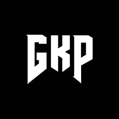 Teknoloji şirketi için GKP harf logosu tasarımı. GKP logo tasarımı siyah ve beyaz renk kombinasyonu. GKP logosu, GKP vektörü, GKP tasarımı, GKP simgesi, GKP alfabesi. GKP tipografi logosu tasarımı.