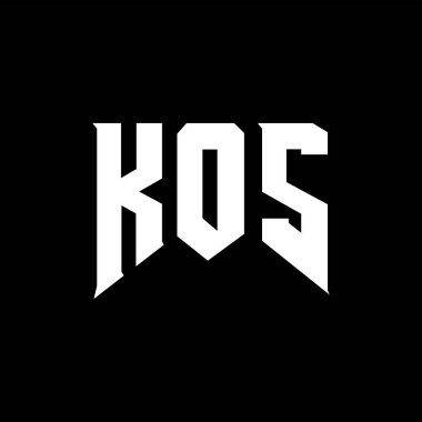 Teknoloji şirketi için KOS harf logosu tasarımı. KOS logo tasarımı siyah ve beyaz renk kombinasyonu. KOS logosu, KOS vektörü, KOS dizaynı, KOS simgesi, KOS alfabesi. KOS tipografi logosu tasarımı.