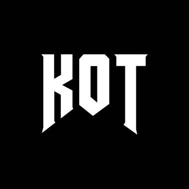 Teknoloji şirketi için KOT harf logosu tasarımı. KOT logo tasarımı siyah ve beyaz renk kombinasyonu. KOT logosu, KOT vektörü, KOT tasarımı, KOT simgesi, KOT alfabesi. KOT tipografi logo tasarımı.