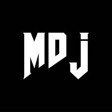 Teknoloji şirketi için MDJ mektup logosu tasarımı. MDJ logo tasarımı siyah ve beyaz renk kombinasyonu. MDJ logosu, MDJ vektörü, MDJ tasarımı, MDJ simgesi, MDJ alfabesi. MDJ tipografi logosu tasarımı.