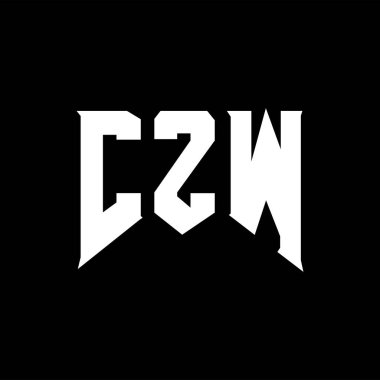 Teknoloji şirketi için CZW harf logosu tasarımı. CZW logo tasarımı siyah ve beyaz renk kombinasyonu. CZW logosu, CZW vektörü, CZW tasarımı, CZW simgesi, CZW alfabesi. CZW tipografi logosu tasarımı.