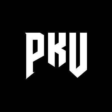 PKU letter logo design for technology company. PKU logo design black and white color combination. PKU logo, PKU vector, PKU design, PKU icon, PKU alphabet. PKU typography logo design. clipart