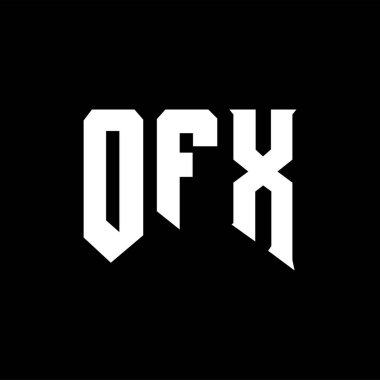 Teknoloji şirketi için OFX mektup logosu tasarımı. OFX logo tasarımı siyah ve beyaz renk kombinasyonu. OFX logosu, OFX vektörü, OFX tasarımı, OFX simgesi, OFX alfabesi. OFX tipografi logosu tasarımı.